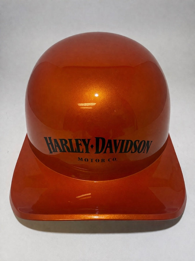Baseball Cap Style Motorcycle Helmet Electric Orange Bar and Shield