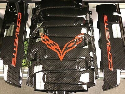 C7 Corvette Engine Valve Cover 3 pc Set Hydro dipped Carbon Fiber