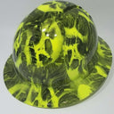 Full Brim Hard Hat Hydro Dipped HI VIS GREEN LIME MELTING SKULLS.