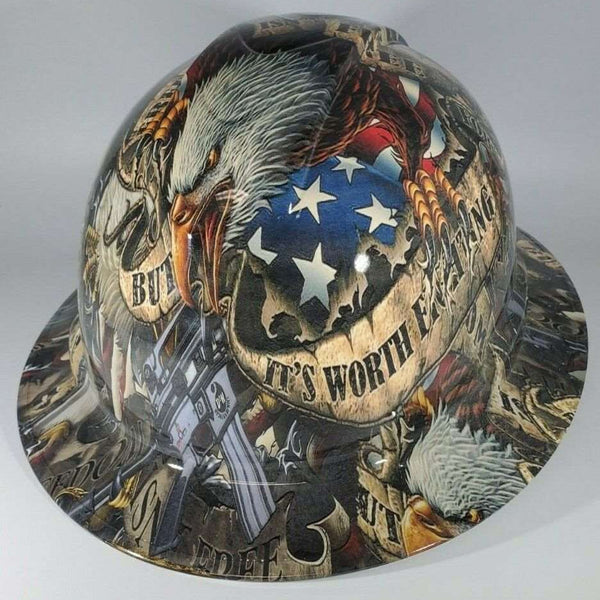 Full Brim Hard Hat Hydro Dipped FREEDOM ISN'T FREE