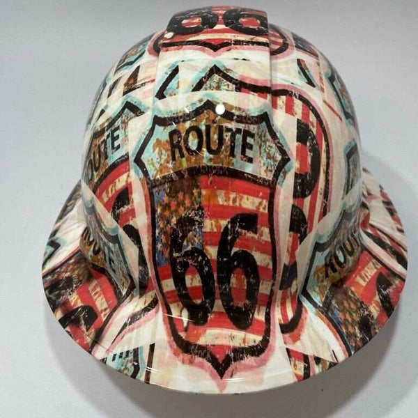 Full Brim Hard Hat Hydro Dipped Route 66