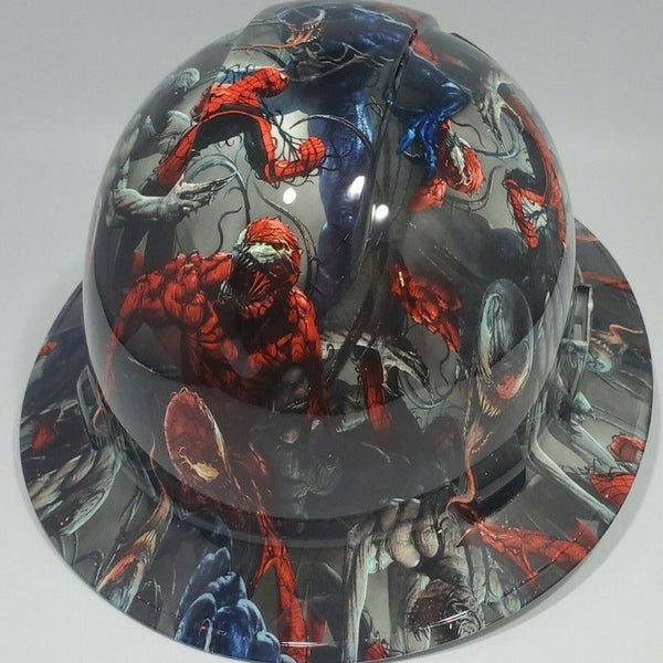 Full Brim Hard Hat Hydro Dipped WEB OF VENOM