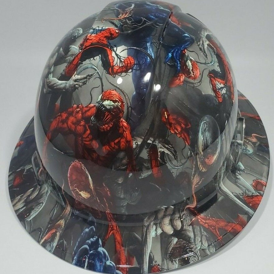 Full Brim Hard Hat Hydro Dipped WEB OF VENOM