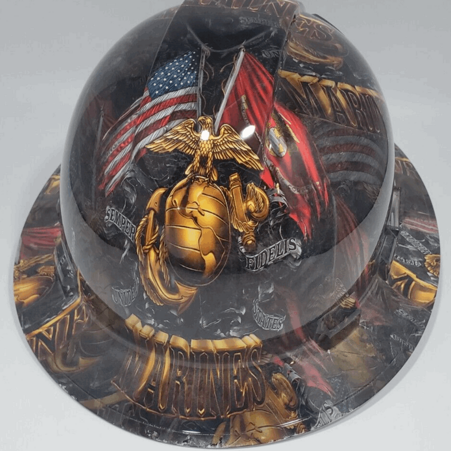 Full Brim Hard Hat Hydro Dipped Marines Semper Fi