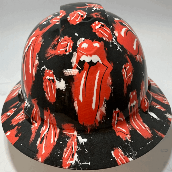Full Brim Hard Hat Hydro Dipped KISS LIPS