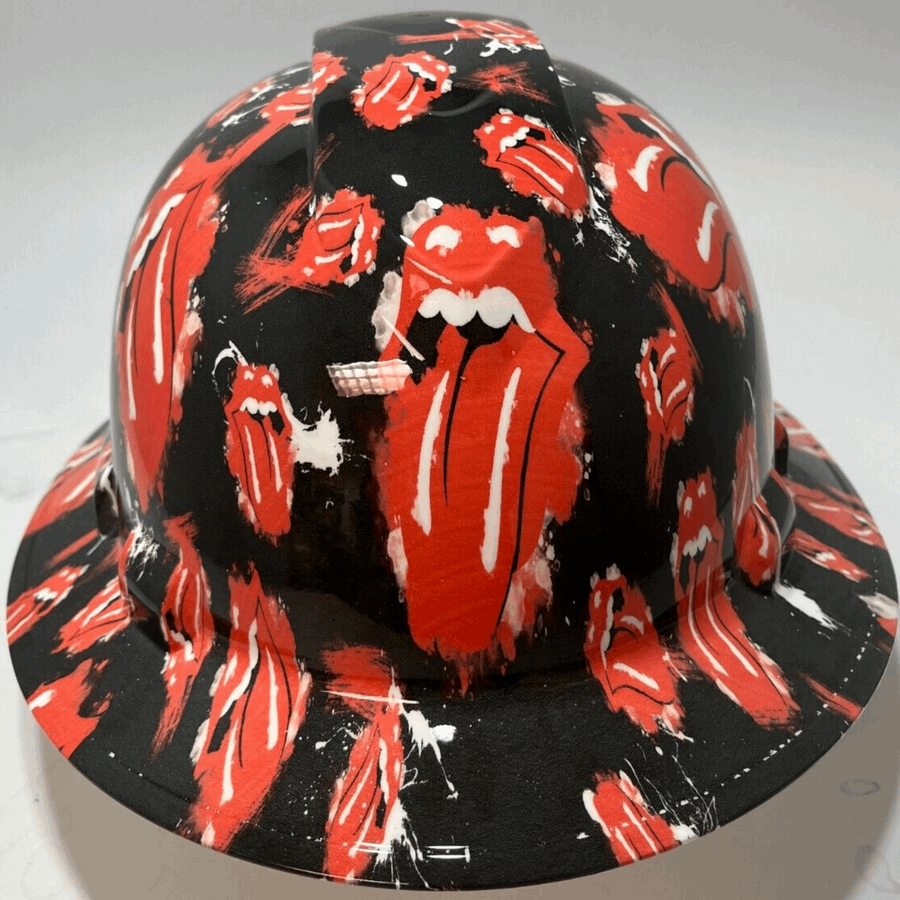 Full Brim Hard Hat Hydro Dipped KISS LIPS