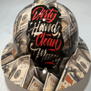 Full Brim Hard Hat Hydro Dipped DIRTY HANDS CLEAN MONEY