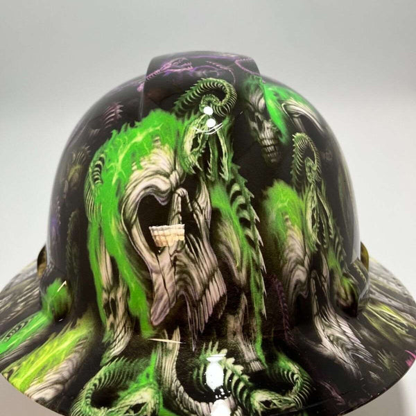 Full Brim Hard Hat Hydro Dipped Forbidden Neon Skulls