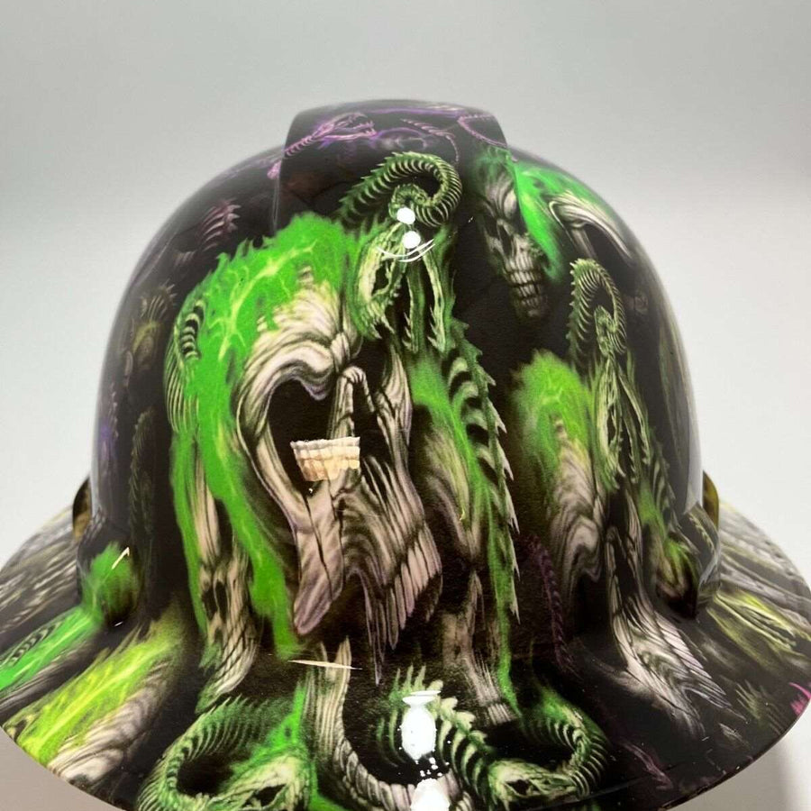 Full Brim Hard Hat Hydro Dipped Forbidden Neon Skulls