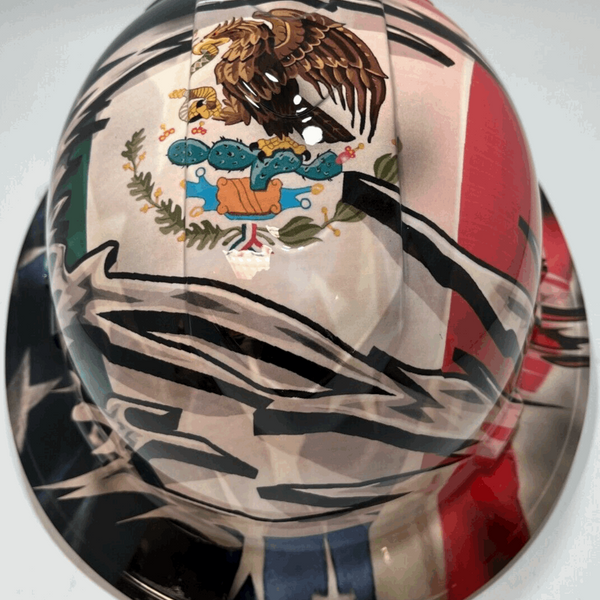 Full Brim Hard Hat Hydro Dipped MEXICAN AMERICAN PRIDE