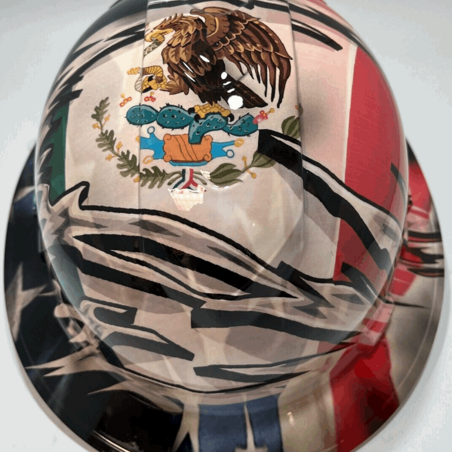 Full Brim Hard Hat Hydro Dipped MEXICAN AMERICAN PRIDE