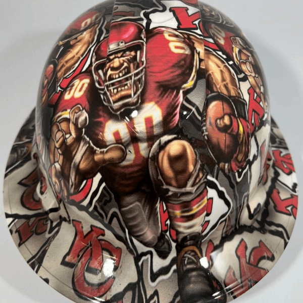 Full Brim Hard Hat Custom Hydro Dipped KANSAS CITY CHIEFS Fat Head