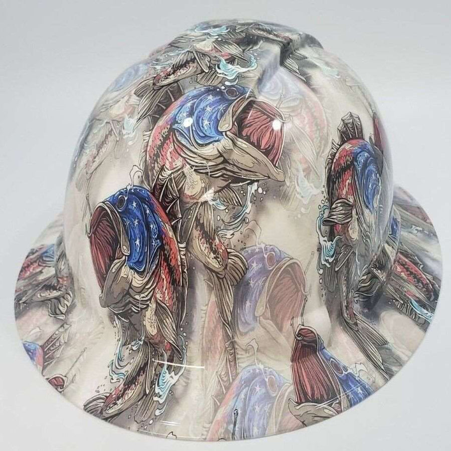 Full Brim Hard Hat Hydro Dipped Large Mouth Bass Fishing