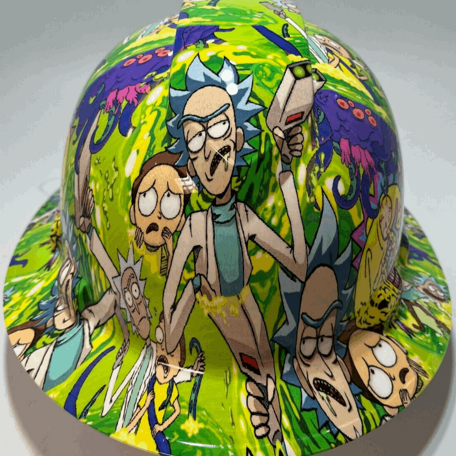 Full Brim Hard Hat Hydro Dipped RICK N MORTY