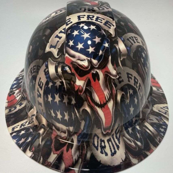 Full Brim Hard Hat Hydro Dipped Live Free Punisher