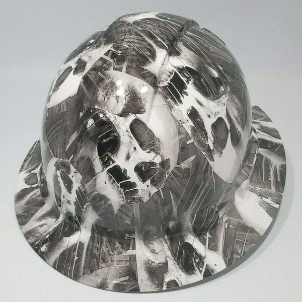 Full Brim Hard Hat Hydro Dipped MELTING SKULLS