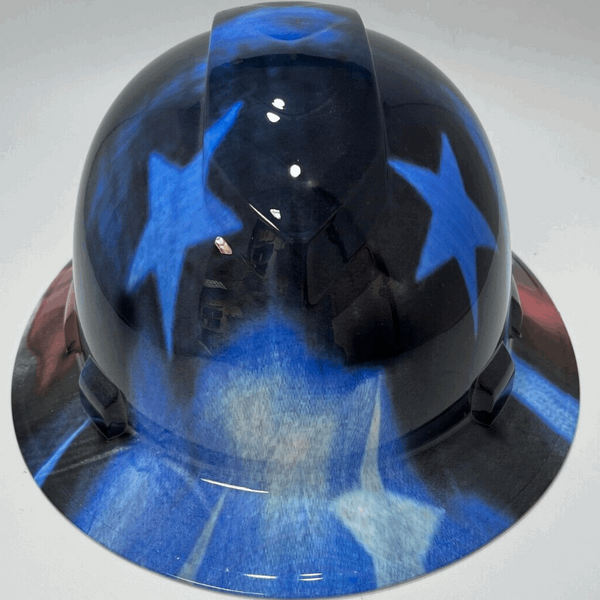 Full Brim Hard Hat Hydro Dipped AMERICAN GRUNGE FLAG