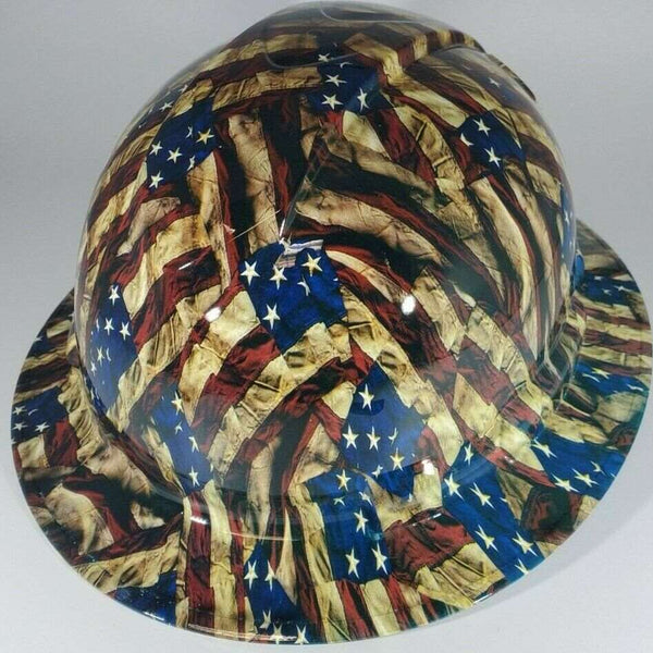 Full Brim Hard Hat Hydro Dipped WAVY AMERICAN FLAG