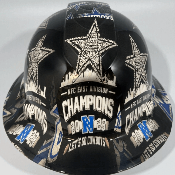 Full Brim Hard Hat Custom Hydro Dipped DALLAS COWBOYS NFC EAST CHAMPIONS