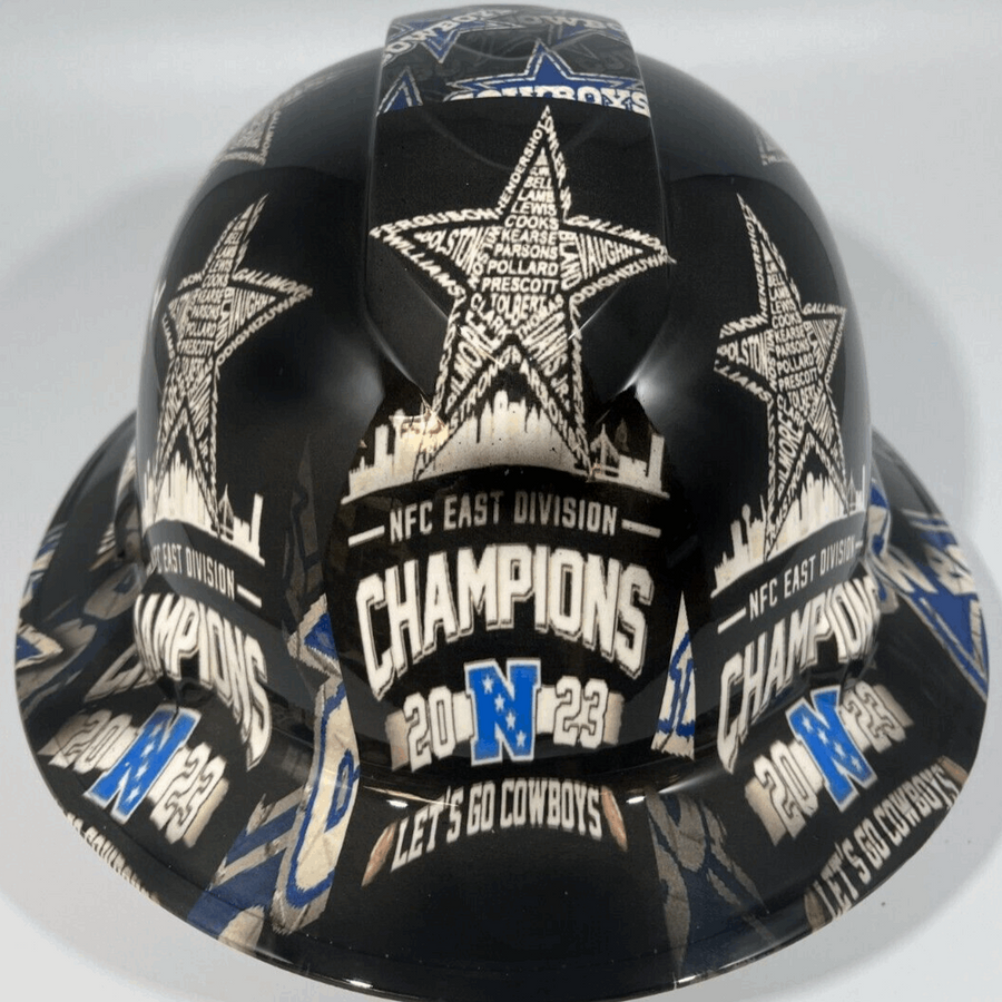 Full Brim Hard Hat Custom Hydro Dipped DALLAS COWBOYS NFC EAST CHAMPIONS