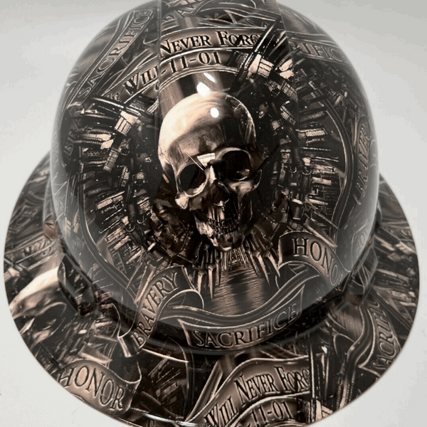 Full Brim Hard Hat Hydro Dipped 9/11 WE WILL NEVER FORGET