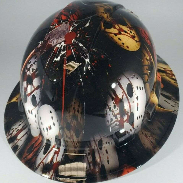 Full Brim Hard Hat Hydro Dipped JASON BLOODY MASSACRE