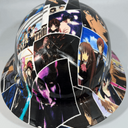Full Brim Hard Hat Custom Hydro Dipped ANIME CROSSOVER STICKER BOMB 1