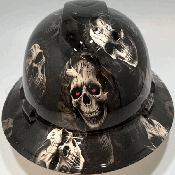 Full Brim Hard Hat Hydro Dipped ROCK N ROLLS SKULLS