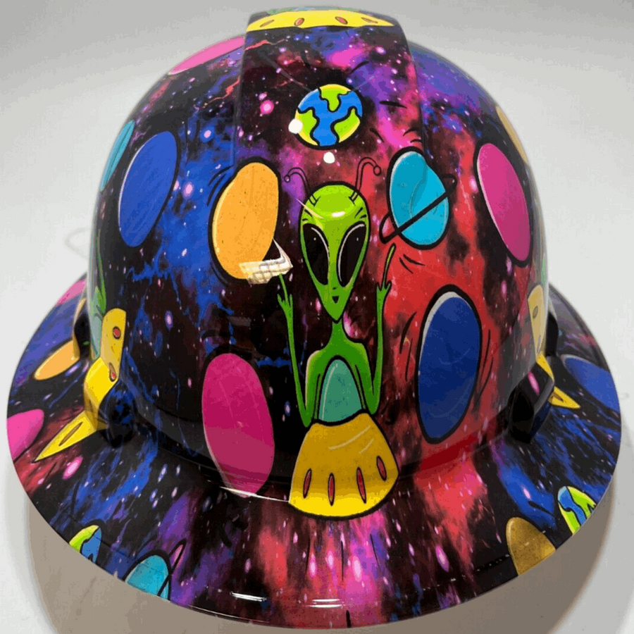 Full Brim Hard Hat Hydro Dipped ALIEN GALAXY