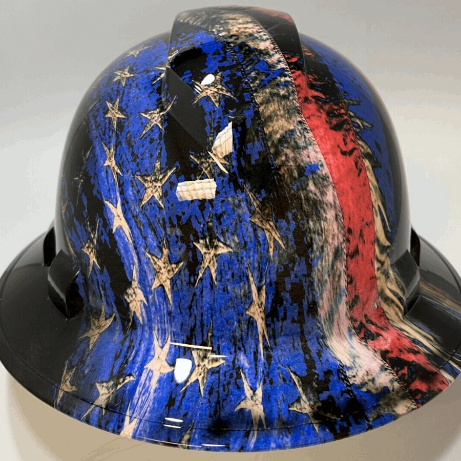 Full Brim Hard Hat Hydro Dipped New AGE GRUNGE USA FLAG