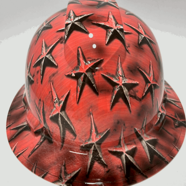 Full Brim Hard Hat Hydro Dipped AMERICAN FLAG RED STARS