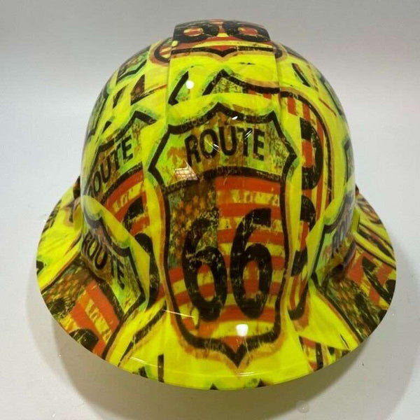 Full Brim Hard Hat Hydro Dipped Hi Vis Route 66