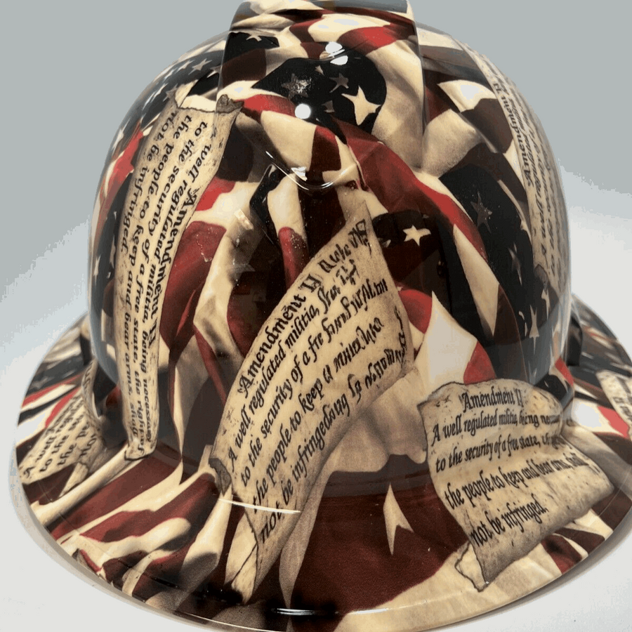 Full Brim Hard Hat Hydro Dipped 2ND AMENDMENT FLAG