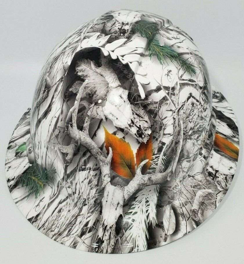 Full Brim Hard Hat Hydro Dipped SNOW BUCK CAMO