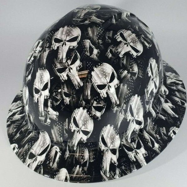 Full Brim Hard Hat Hydro Dipped PUNISHER SKULLS