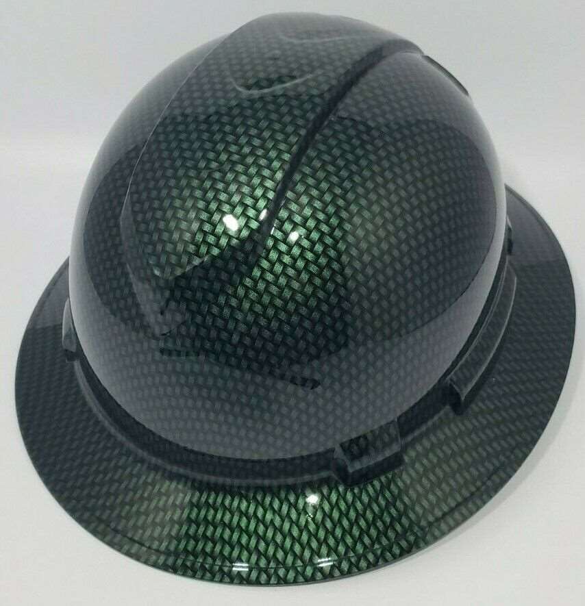 Full Brim Hard Hat Hydro Dipped GREEN CANDY CARBON FIBER