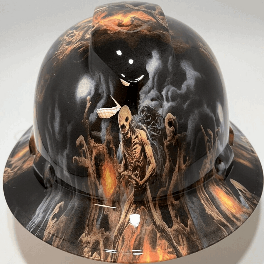 Full Brim Hard Hat Hydro Dipped DEATH METAL SKELETONS