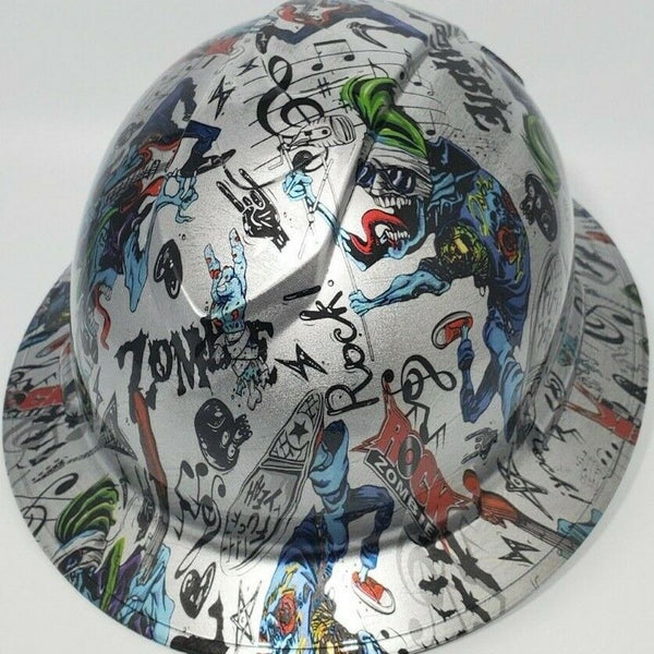 Full Brim Hard Hat Hydro Dipped ZOMBIE ROCK STAR