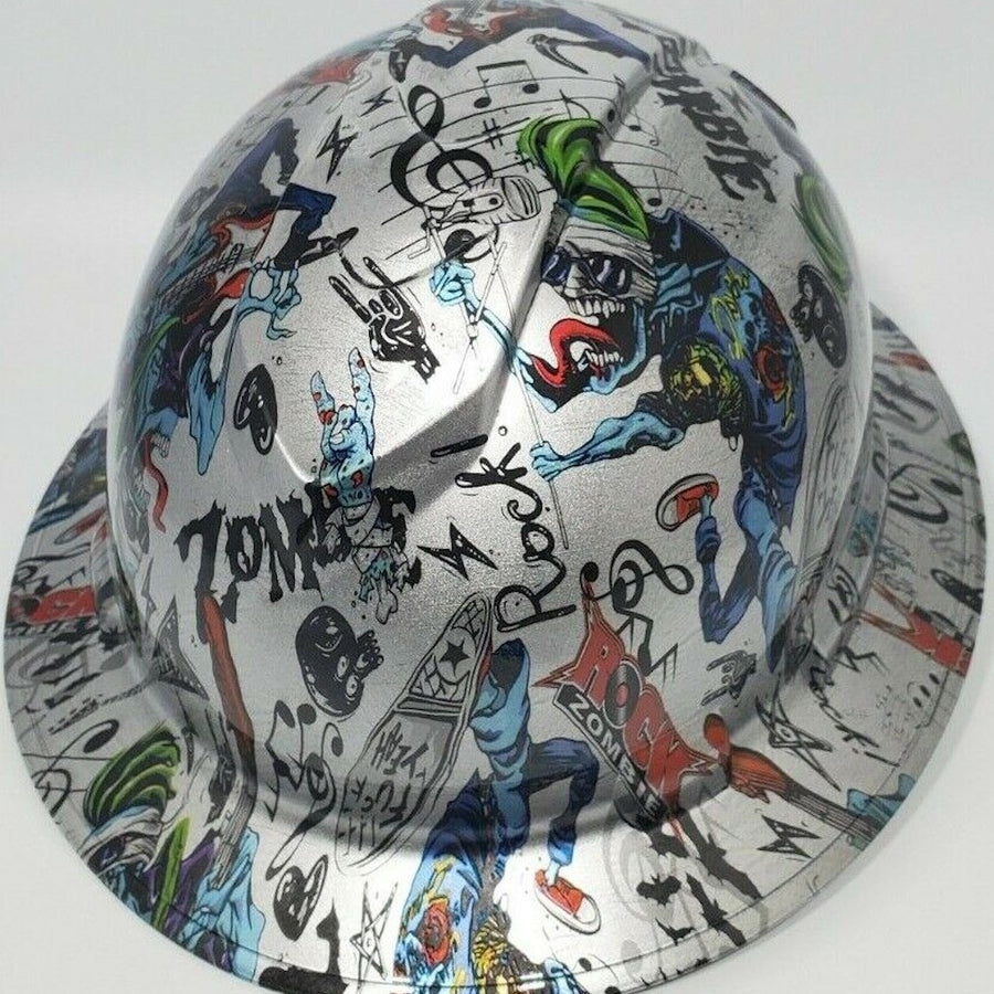 Full Brim Hard Hat Hydro Dipped ZOMBIE ROCK STAR
