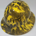 Full Brim Hard Hat Hydro Dipped YELLOW CANDY MELTING SKULLS.