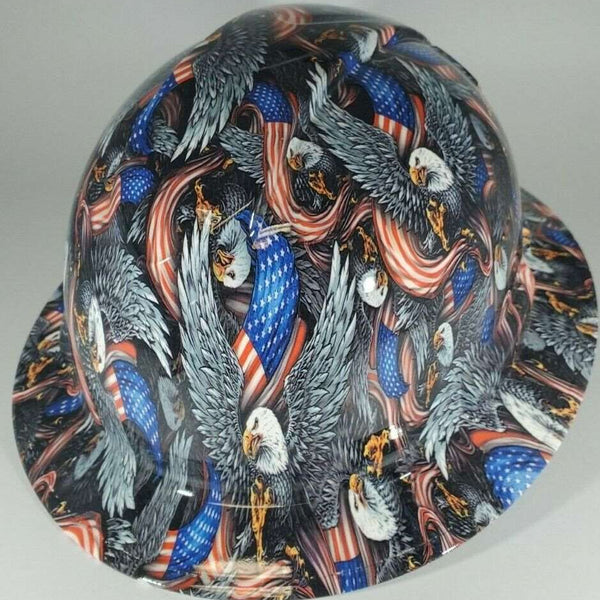 Full Brim Hard Hat Hydro Dipped BALD EAGLE FLAGS