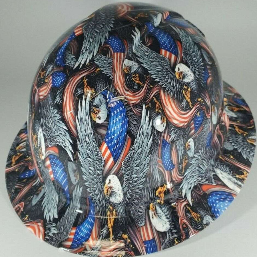 Full Brim Hard Hat Hydro Dipped BALD EAGLE FLAGS