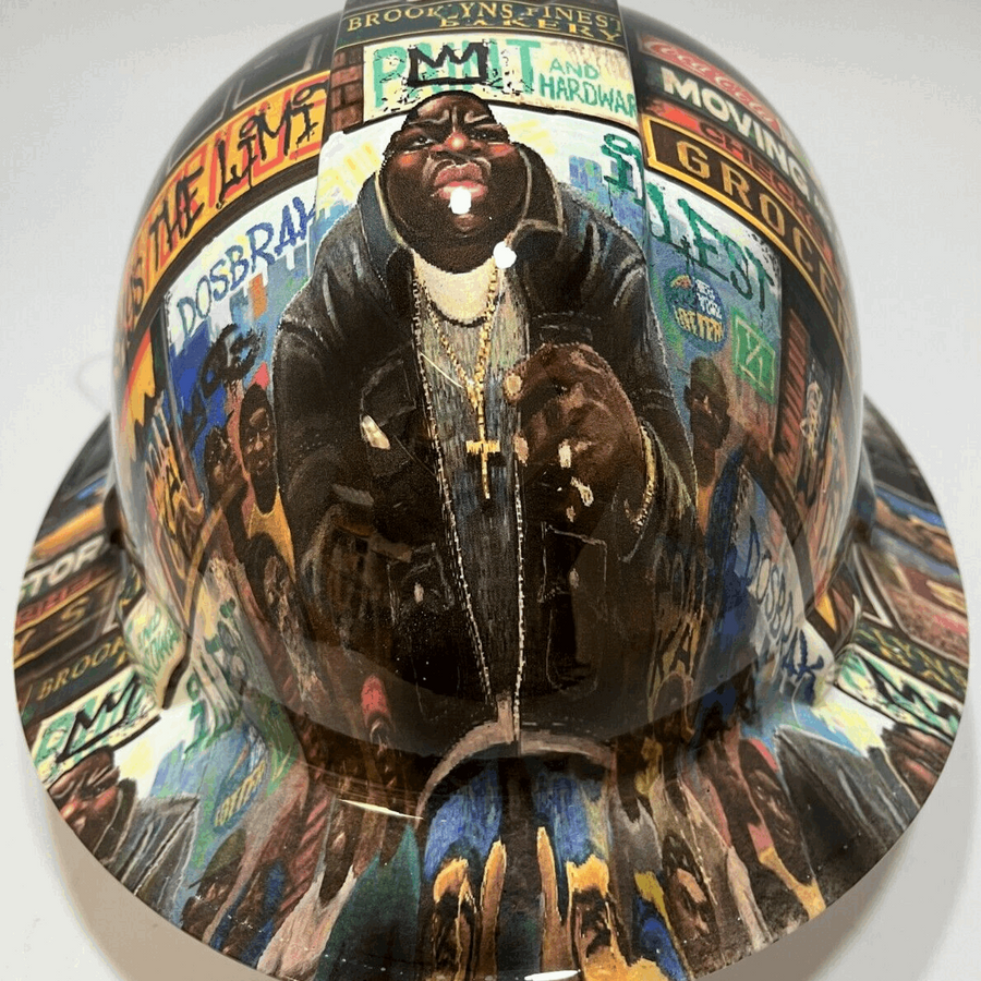 Full Brim Hard Hat Hydro Dipped NOTORIOUS BIG. Biggie