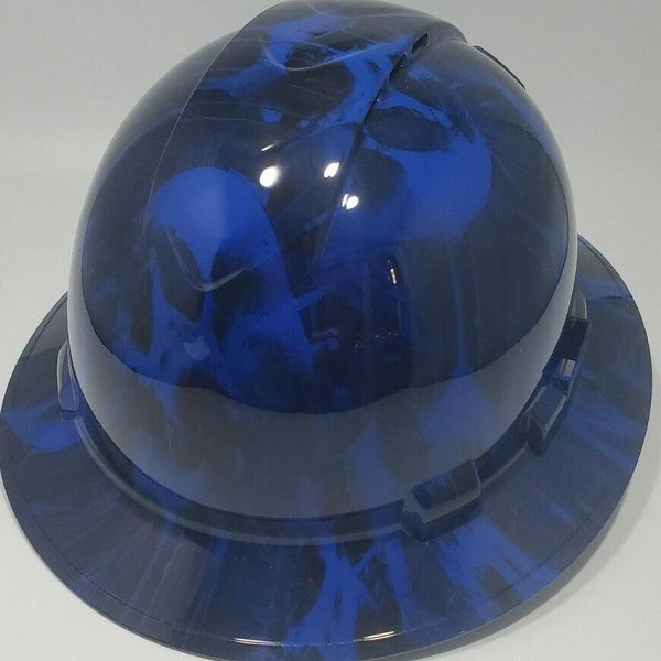 Full Brim Hard Hat Hydro Dipped CANDY BLUE MELTING SKULLS
