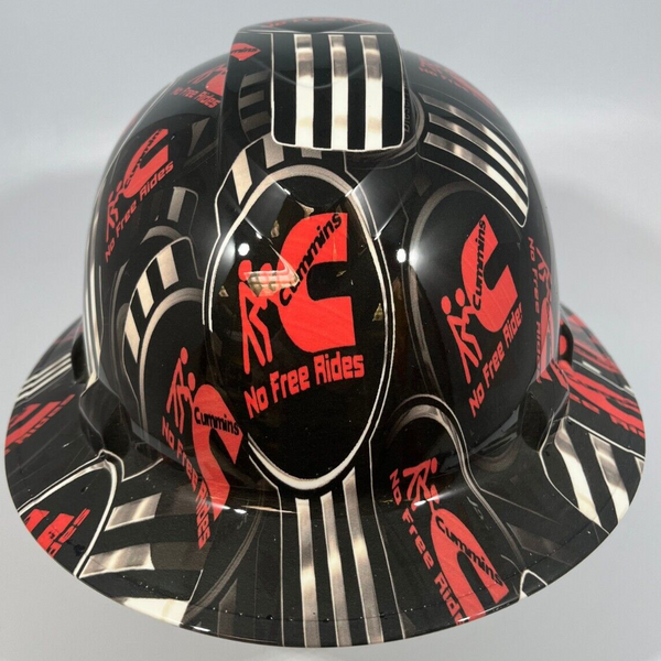 Full Brim Hard Hat Custom Hydro Dipped CUMMINS DIESEL NO FREE RIDES