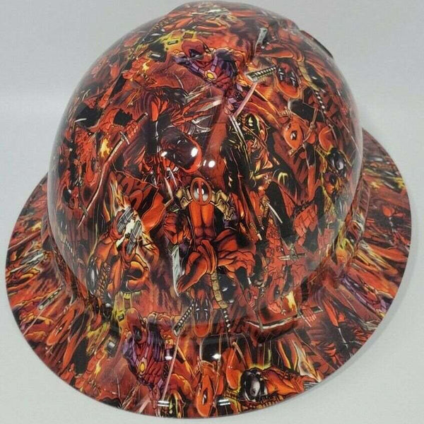 Full Brim Hard Hat Hydro Dipped DEAD POOL