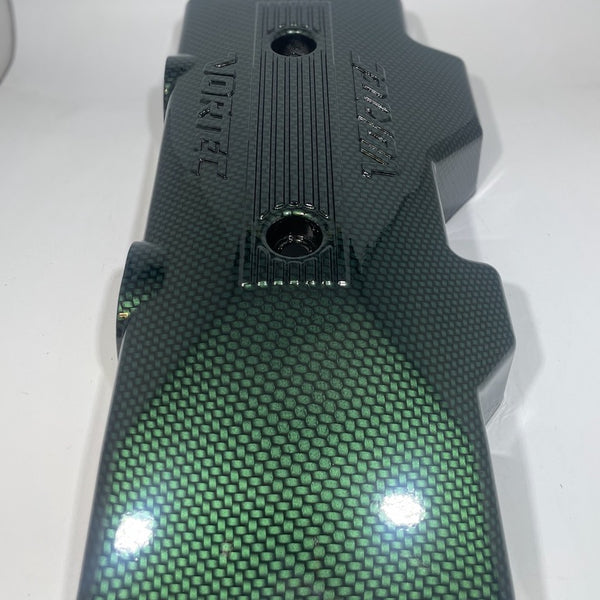 Custom Candy Green Carbon Fiber Hydro Dipped Engine Covers for Silverado, Tahoe & Cadillac