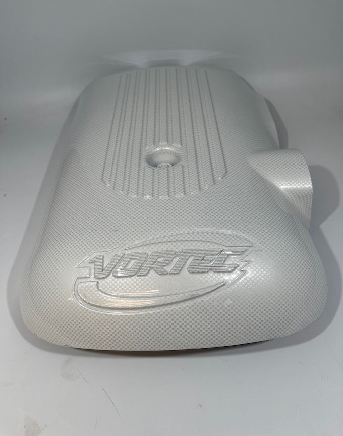 Custom White Carbon Fiber Hydro Dipped Engine Covers for Silverado, Tahoe & Cadillac