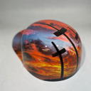 Baseball Cap Style Motorcycle Helmet Three Crosses Sunset