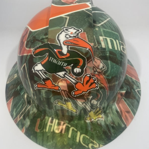 Full Brim Hard Hat Hydro Dipped Miami Hurricanes